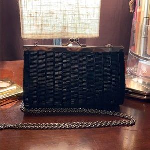 Black sequined evening bag